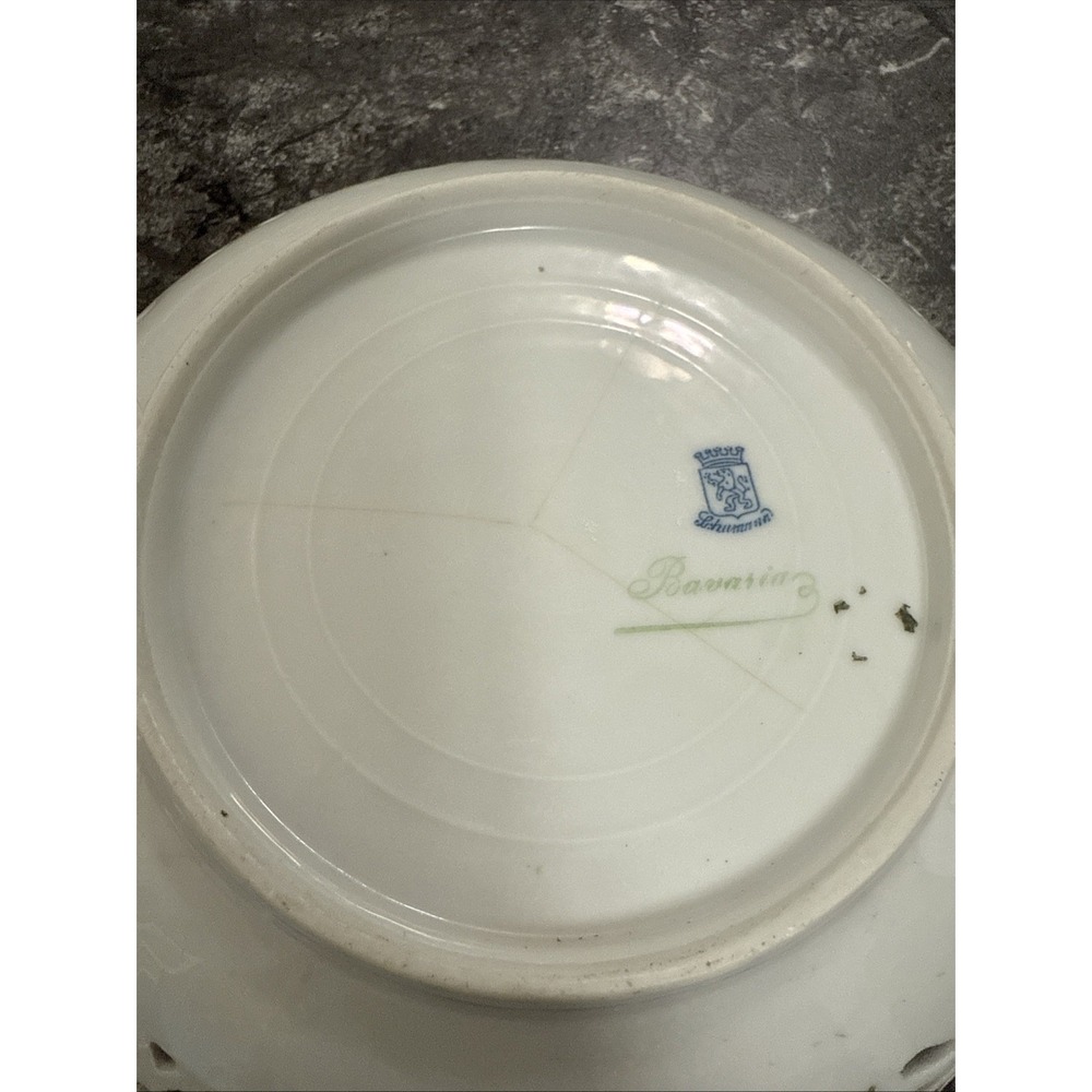 SCHUMANN Bavarian Floral Gold Trim Reticulated Bowl 7 3/4 X 2 1/2 - Picture 3 of 7